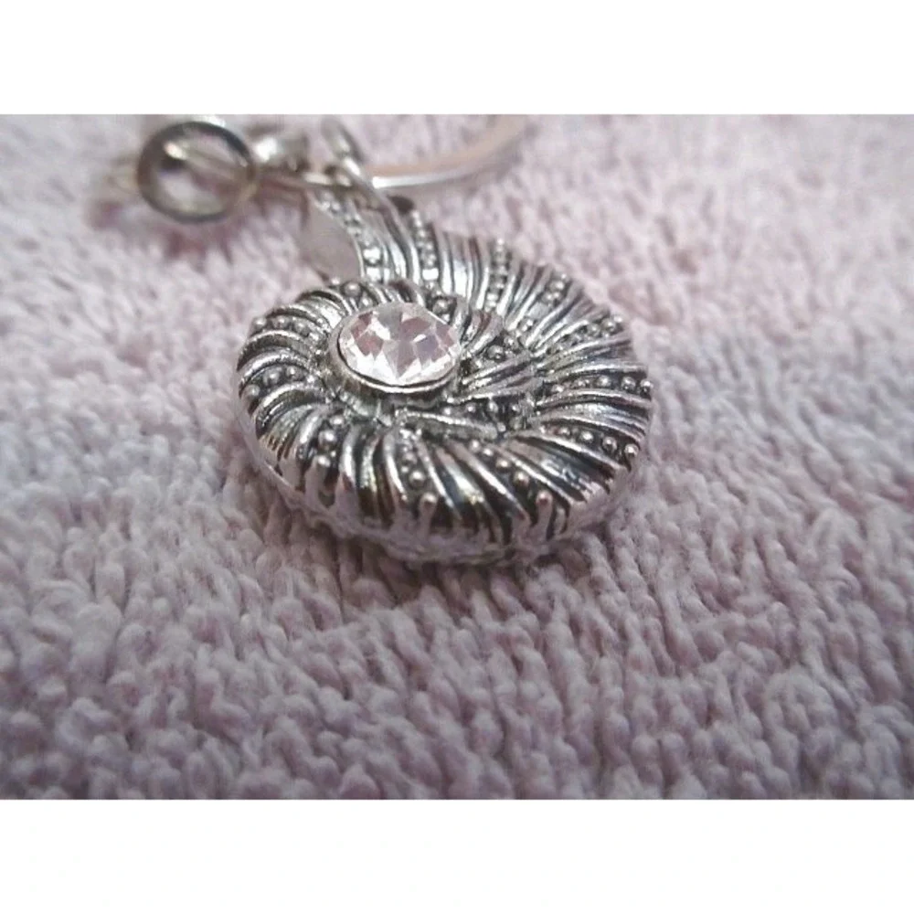 Ammonite Keychain Handmade Mollusc Animal Fossil Keyring in Pewter